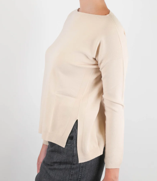 Kontatto maglia spacchi laterali beige – BiancoeNo