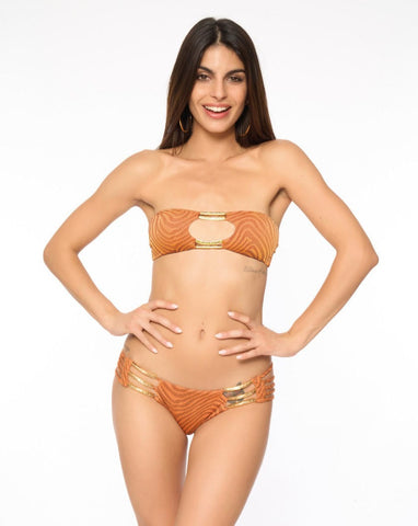 Miss Bikini fascia con accessori oro e aperture centrali