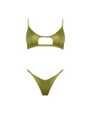 Matinée Taylor in Lycra lucida verde oliva