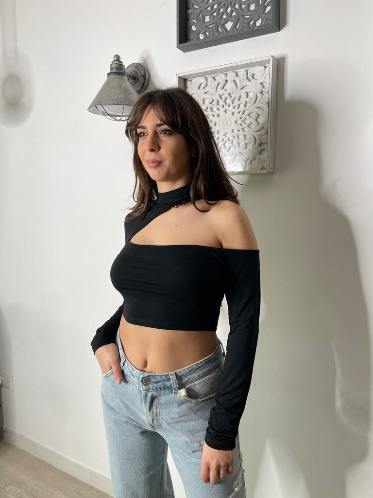 Kontatto Top cut out nero – BiancoeNo - Main Image