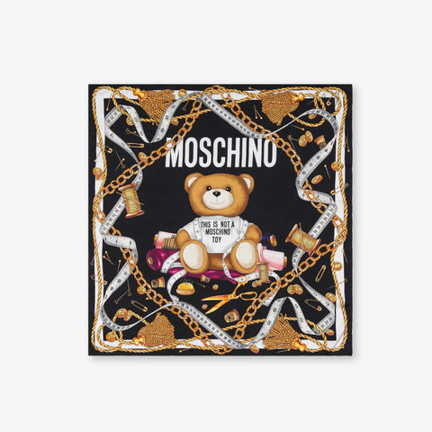 Moschino FOULARD IN SETA SARTORIAL TEDDY BEAR nero