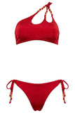 Miss Bikini Monospalla rosso con sfere dorate