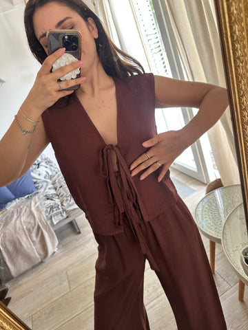 Haveone Gilet fiocchi marrone