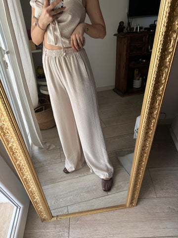 Haveone Pantalone palazzo burro