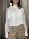 Haveone Blusa con collo e polsi in raso