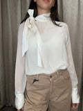 Haveone Blusa con collo e polsi in raso