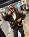 Haveone Cardigan tre bottoni Moro bicolore