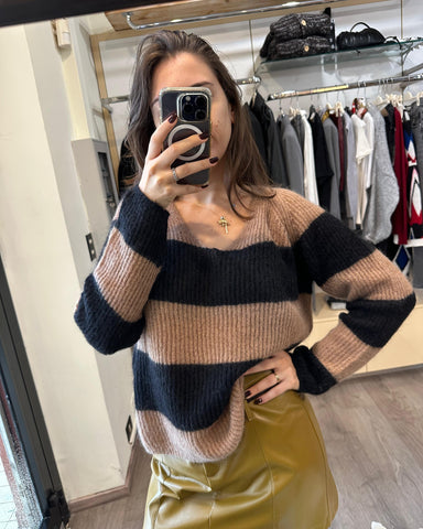 Max Mara  Maglione Ricetta bicolore nero cammello
