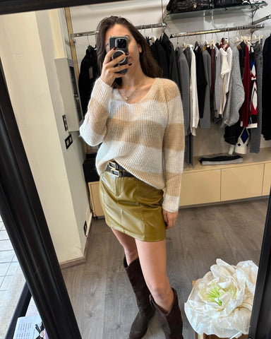 Max Mara  Maglione Ricetta bicolore panna beige