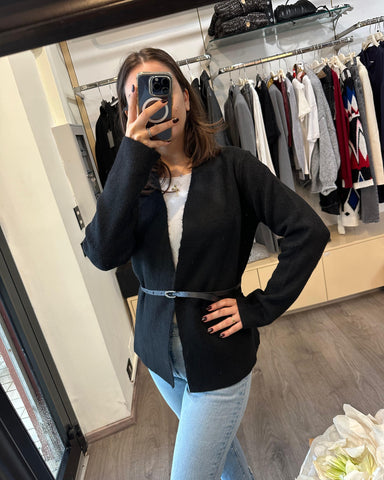 Kontatto Cardigan nero con cintura