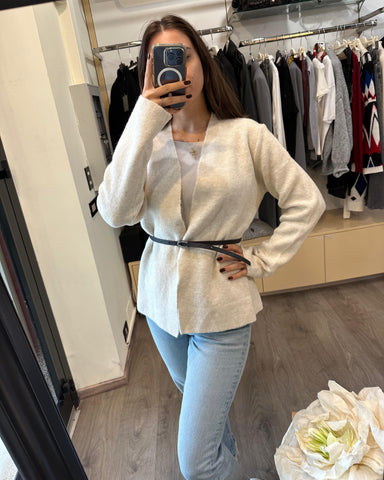 Kontatto Cardigan panna con cintura