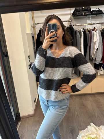 Max Mara  Maglione Ricetta bicolore grigio chiaro e scuro