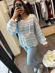 The Loom Archive Maglia con ricamo panna azzurro