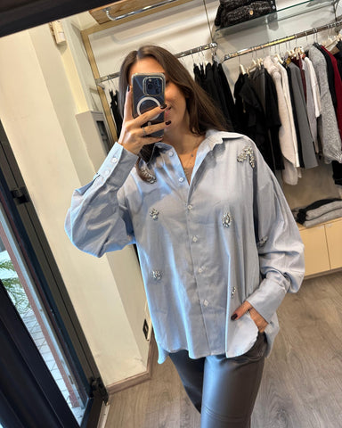 Haveone Camicia con fiori in strass