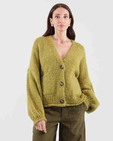 Haveone Cardigan tre bottoni olio