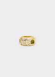 Nali anello Quadrato con zirconi verde in oro