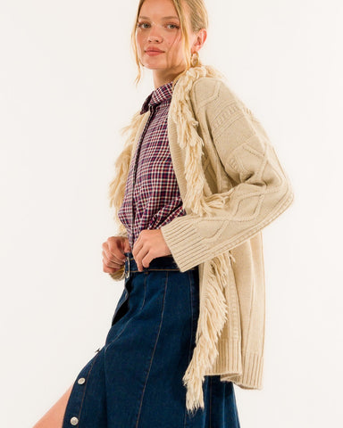 Kontatto Cardigan frange beige