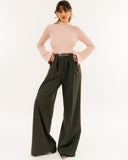 Kontatto pantalone gessato pieghe verdone