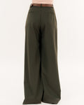 Kontatto pantalone gessato pieghe verdone