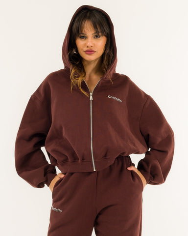 Kontatto felpa cropped con zip e cappuccio