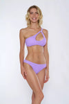 Miss bikini Monospalla cut-out goffrato lilla